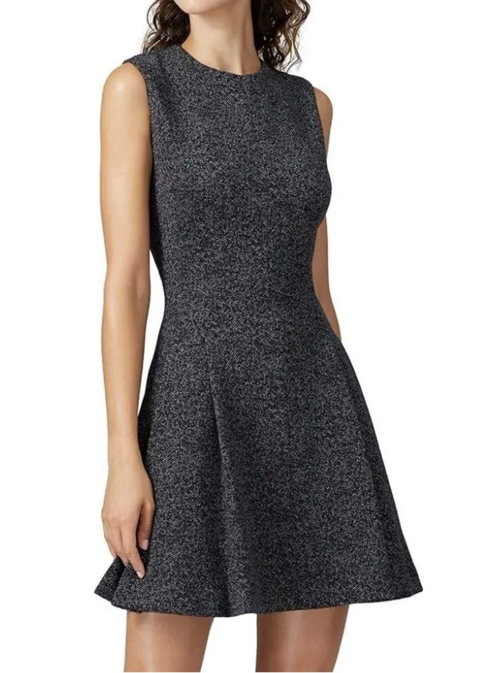Theory Navy Blue Tweed White Seamed Fit & Flare Dress Size 4